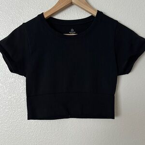 Aerie Black Crop Short Sleeve Top - Women